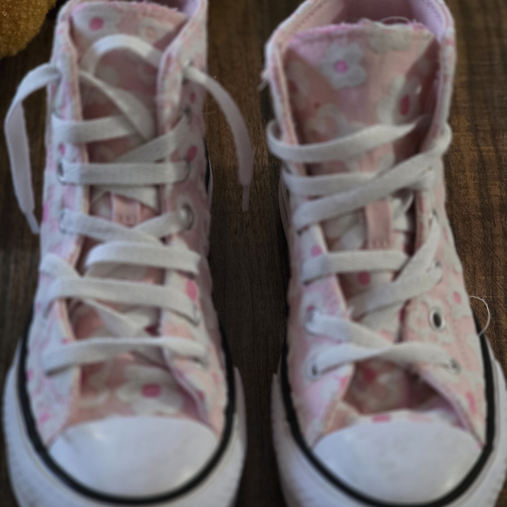 Converse Pink Floral High-Tops with White Accents